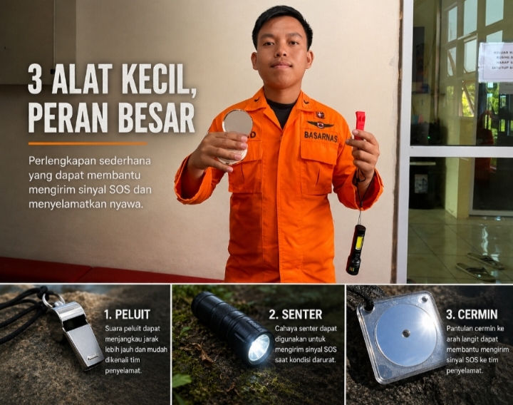 SAR ingatkan pentingnya peluit, senter, cermin saat di laut dan hutan